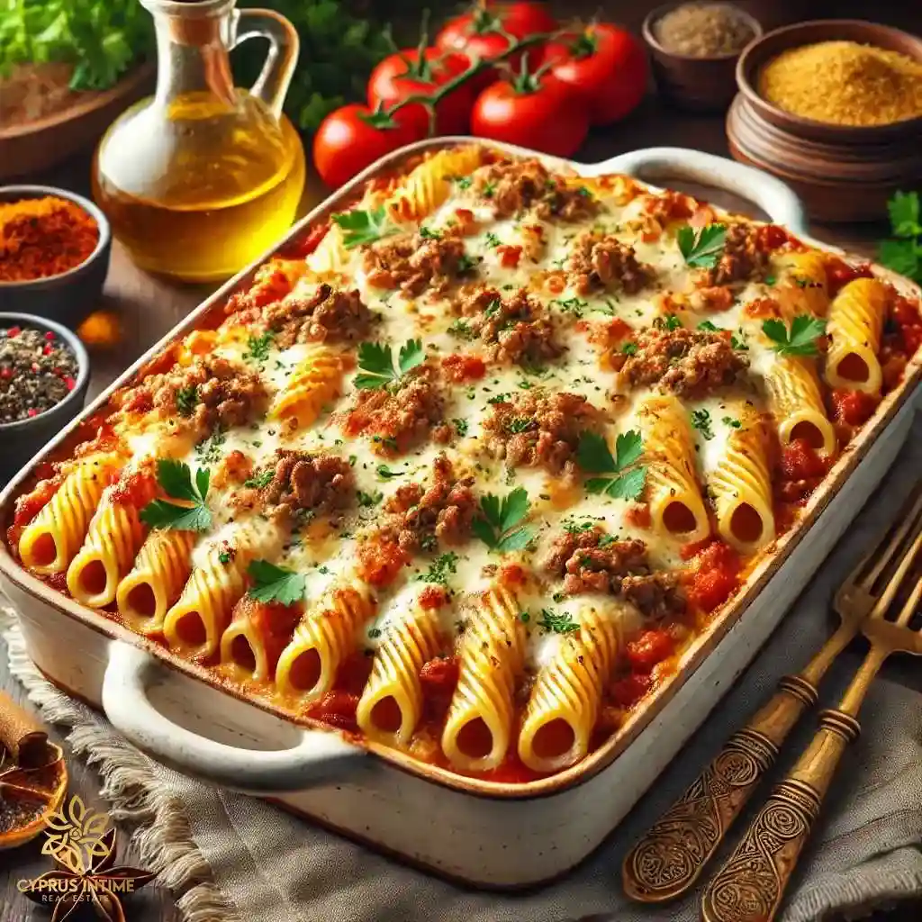  لازانیای سنتی قبرسی با گوشت و سس بشامل