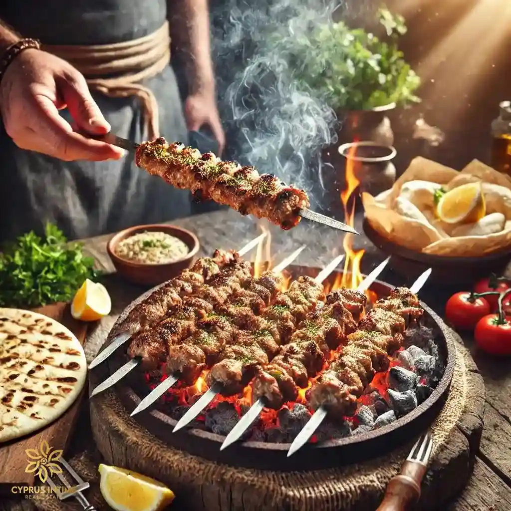 شفتلیا کباب سنتی قبرس شمالی روی زغال